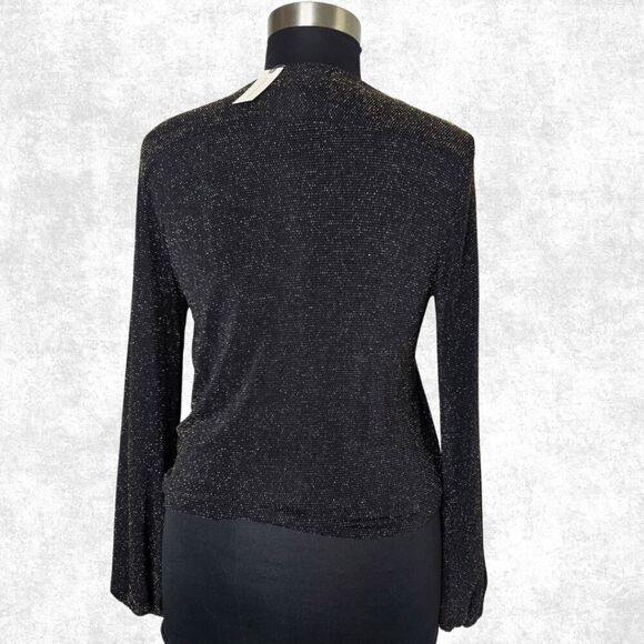 IF BY SEA Black & Gold Glitter Surplice Blouse – Size L (NWT) - Picture 6 of 8